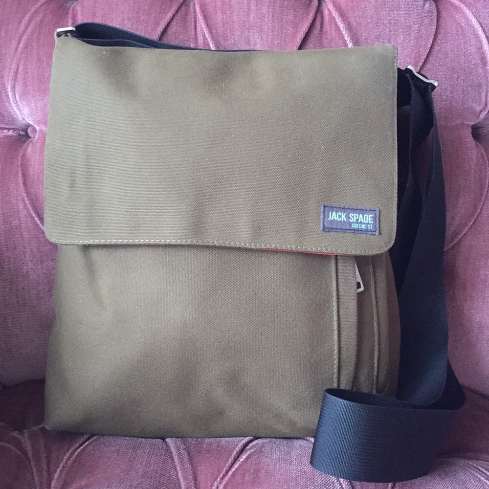 Jack Spade Olive Green Canvas Messenger Bag